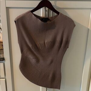 White House Black Market Ribbed Sleeveless Top - Taupe Brown size M